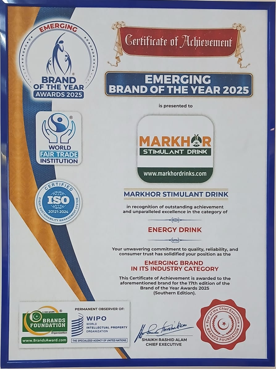 Emerging Brand of the Year 2025 - Markhor Stimulant Drink